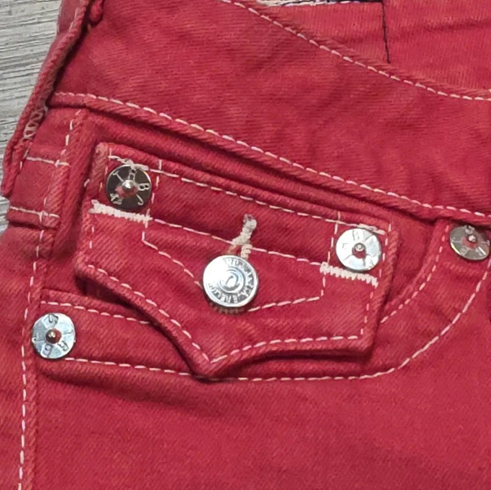True Religion Red Skinny Jeans Womans Sz 29 Stretch Low Rise - Picture 13 of 14